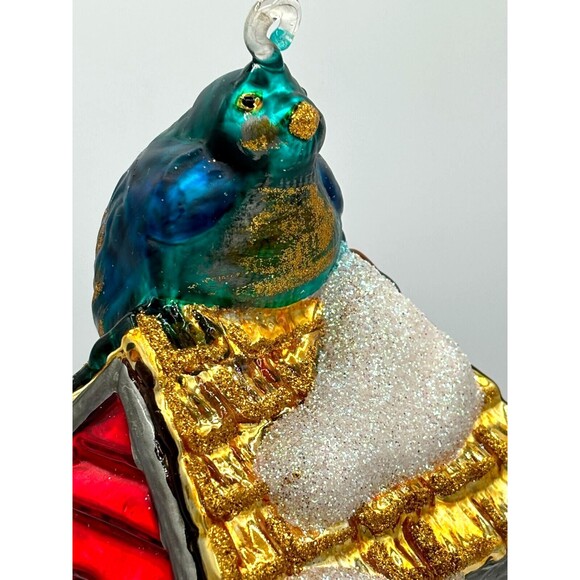 Department 56 Mercury Glass Christmas Tree Ornament Birdhouse Vintage Handpaint - Picture 9 of 16